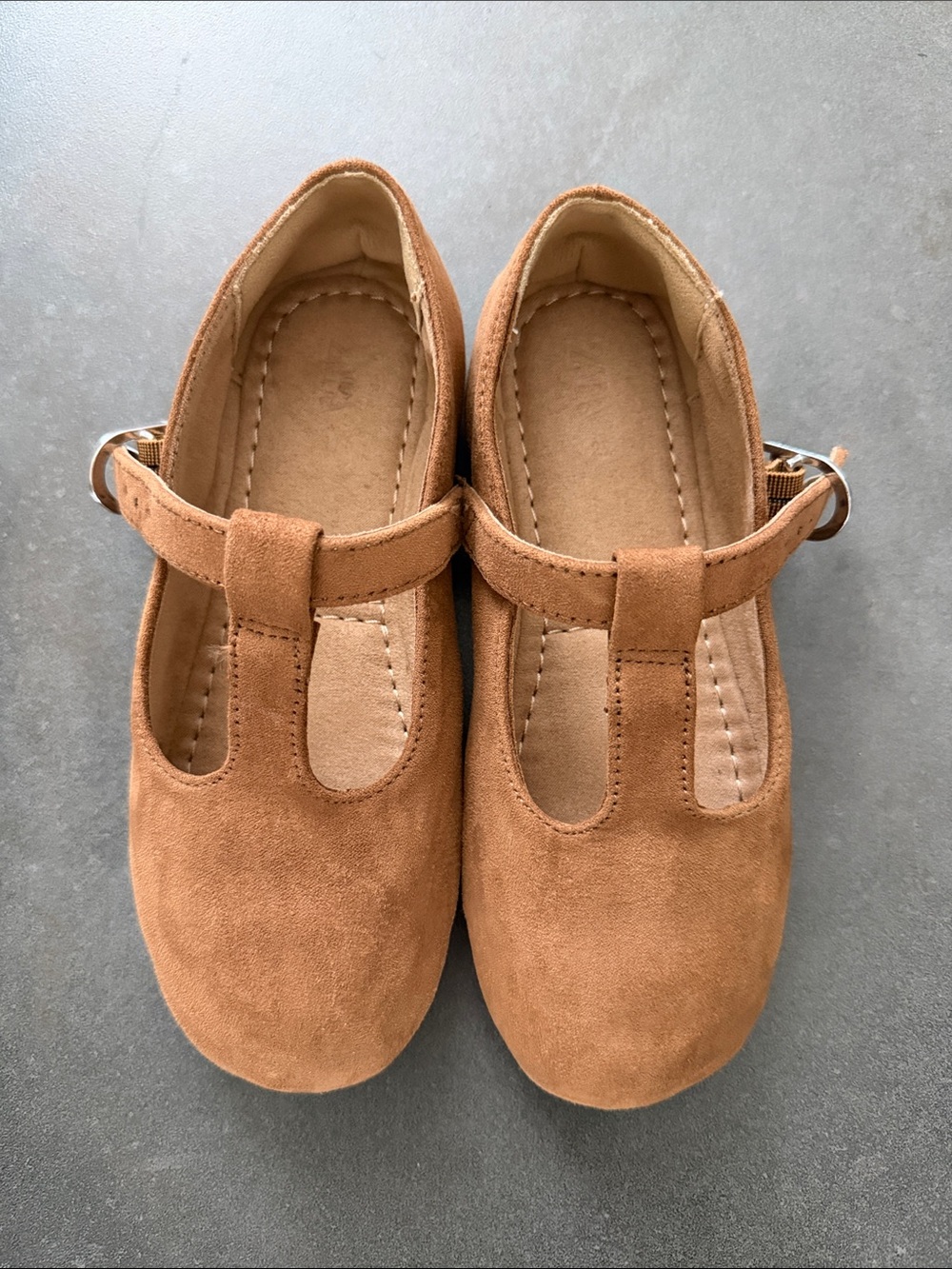 Zara Girls Brown T-Strap Mary Jane Shoes